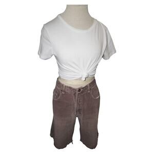 Vintage Utility Carpenter Shorts Men’s 34 Brown Baggy Fit Distressed Hem